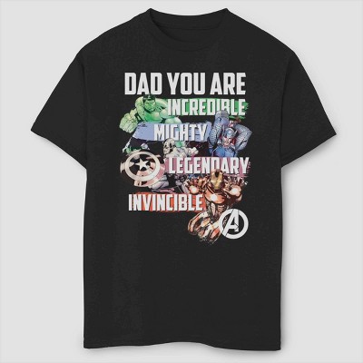 Boys' Marvel Avengers Dad Short Sleeve T-Shirt- Black
