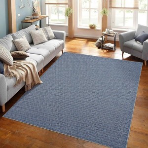 Machine Washable Printed Braided Texture Area Rug, Non-Slip Low-Pile Indoor Carpet for Living Room, Bedroom, Entryway - Durable Rustic Home Decor - 1 of 4
