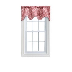 Ellis Segovia Printed Paisley Pattern on Ground 3" Rod Pocket High Quality Scallop Valance Lined 50"x16" Red - 1 of 4
