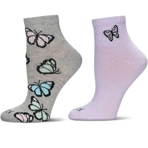 MeMoi Women's 2 Pair Pack Novelty Athletic Quarter Socks - 1 of 2