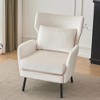 Velvet Wing Back Single Sofa Accent Chair with Upholstered Seat, Metal Legs and Pillow - 3 of 4