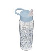Zak Designs 32oz Frost Floral Manual Straw Bottle Blue - 4 of 4