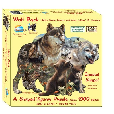 Sunsout Wolf Pack 1000 pc Special Shape  Jigsaw Puzzle 95739