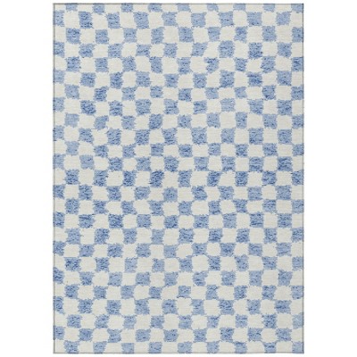 HomeRoots 3' X 5' Sky Blue And Ivory Geometric Washable Indoor Outdoor Area Rug