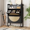 Rattan Shoe Cabinet with 2 Flip Drawers & Sensor Light for Entryway - 3 of 4