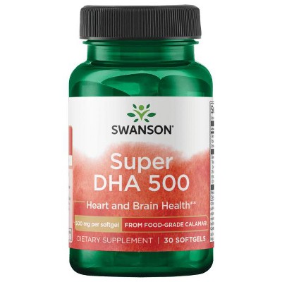 Swanson Super Dha 500 from Food-Grade Calamari 500 mg 30 Softgels.