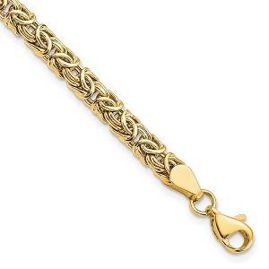 Black Bow Jewelry Hollow 5mm Byzantine Chain Bracelet in 14k Yellow Gold, 7 Inch - 1 of 4