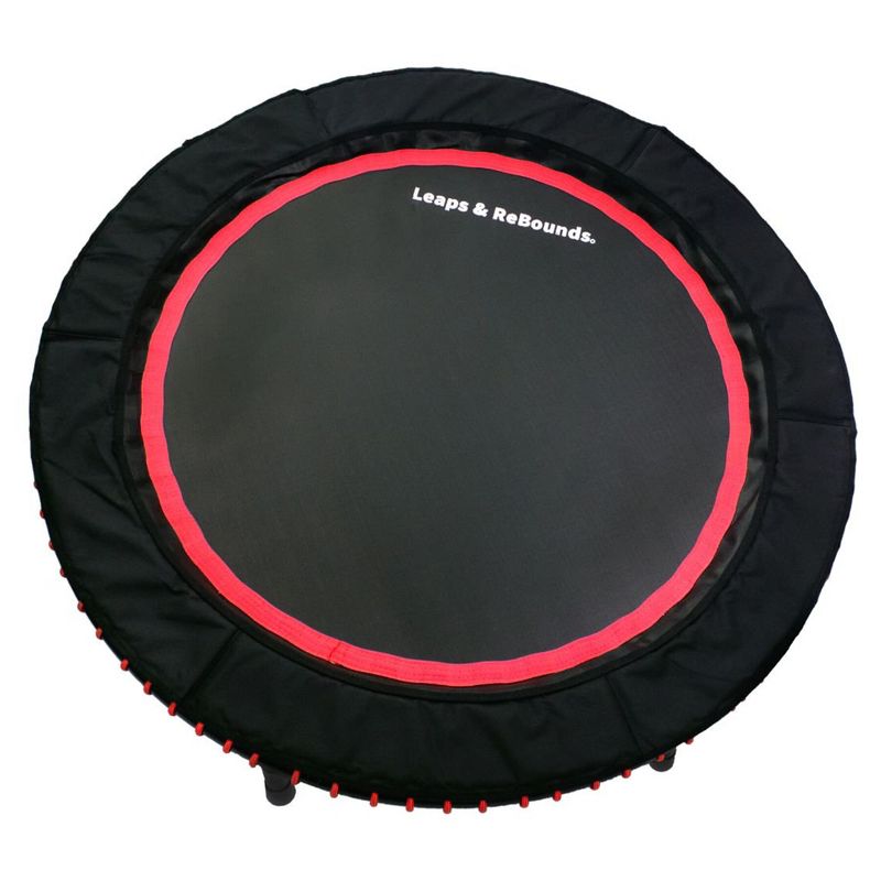 LEAPS & REBOUNDS 48" Round Mini Fitness Trampoline & Rebounder Indoor Home Gym Exercise Equipment Low Impact Workout for Adults, Red, 1 of 8