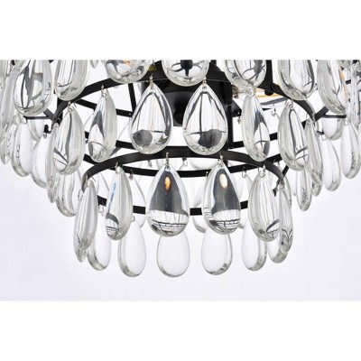 Mila Black Iron and Crystal Pendant Light with Adjustable Chain