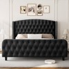 Bed Frame with Deep Button Tufted Wingback Headboard and Footboard, Velvet Upholstered Platform Frame, No Box Spring, Easy Assembly - 2 of 4