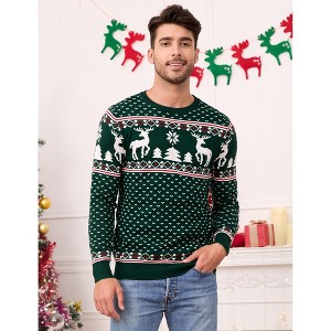 Clearlove Family Christmas Sweater – Crewneck Reindeer Knit Pullover for Men - 1 of 4