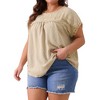 Agnes Orinda Women's Plus Size Swiss Dots Short Sleeve Lace Crochet Chiffon Pleated Casual Blouses - 2 of 4