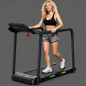 Foldable Walking Pad Treadmill for Seniors, Safe Stable Design with Long Handrail, Large LED Display, 300Lbs Weight Capacity - 1 of 4