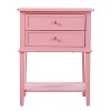 HomeStock Pink Nightstand 28x22x16 Vibrant Bedside Table with Open Shelf Storage, Sleek Modern Style for Bedroom or Guest Room - 3 of 4