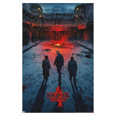 Trends International Netflix Stranger Things: Season 4 - Russia Teaser One  Sheet Framed Wall Poster Prints White Framed Version 14.725 x 22.375