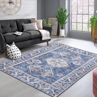 Acekool Floral Print Washable Rugs