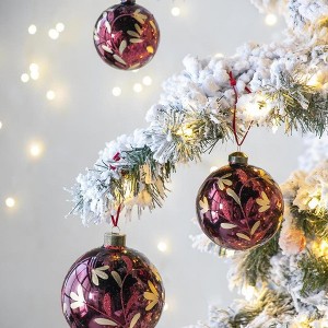 NAYSAYE Party Decoration and Accessories Glass Christmas Ball Ornament Set for Holiday Celebration, Red, 3"*3"*0.07" - 1 of 4
