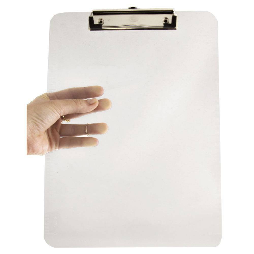 JAM Paper 9" x 12 1/2" Plastic Clipboards with Low Profile Metal Clip - Letter Size - Clear: Standard Letter Sized Clipboard