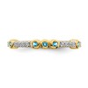Black Bow Jewelry 2mm 14k Yellow Gold Blue Topaz & .08 Ctw Diamond Stackable Band - 4 of 4