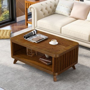 PAGED 25 Inch Side Table Modern Wooden End Table with Storage Shelf and Legs for Living Room, Bedroom - 1 of 4