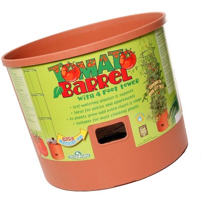 Hydrofarm Tomato Barrel Pot Garden Planting System with 4 Foot Trellis Tower