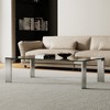Luck Live Modern Tempered Glass Coffee Table with Stainless Steel Legs, 47.2" Rectangular Clear Table for Living Room - 2 of 4