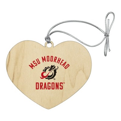 Minnesota State University Moorhead Dragons Heart Love Wood Christmas Tree Holiday Ornament