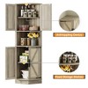 Tall, Narrow Farmhouse Corner Cabinet with Doors and Storage Shelves, Multi-Purpose Cabinet - 4 of 4