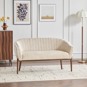 Christopher Knight Home Cheney Contemporary Channel Stitch Upholstered Loveseat with Curved Back - 1 of 4