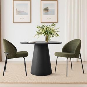Small Dining Table Set for 2, Modern Round Pedestal Table and Upholstered Chairs with Metal Legs for Kitchen Nook or Dining Room-Tanpinhause - 1 of 4