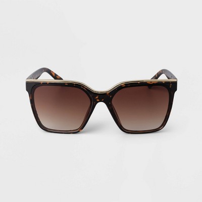 Women's Plastic Square Sunglasses - A New Day™ Black