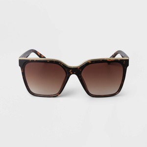 Women's Plastic Square Sunglasses - A New Day™ Brown: UV Protection, Recycled Frame - 1 of 2