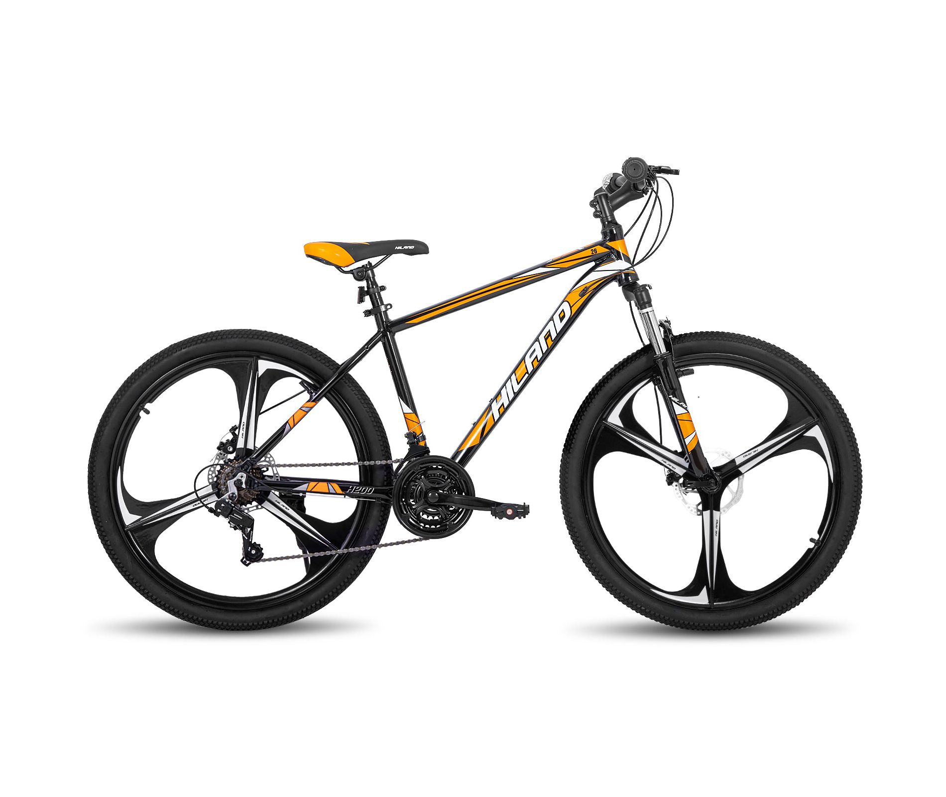 HILAND 26 inch Mountain Bike, 3-Spoked Wheel, Orange