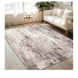 Blue-2*6 feet  Faux Wool Modern Abstract Area Rug Machine Washable Non Slip Non Shedding Stain Resistant Low Pile Ultra Soft&Thin Pet Friendly Perfec - 1 of 4