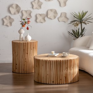 NicBex 31.5 Inch Coffee Table Modern Wooden End Table with Vertical Texture Relief Design for Living Room, Bedroom - 1 of 4