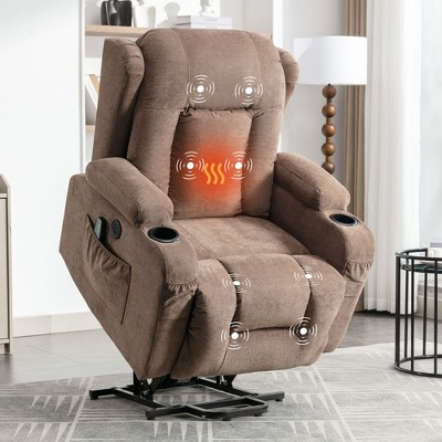 PAGED Modern Massage Recliner Chair with Heating, Power Lift Accent Chair with Side Pocket and USB Port for Living Room, Bedroom