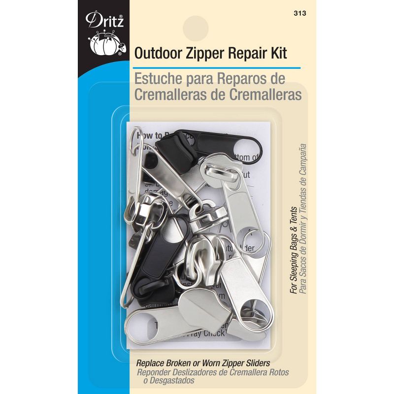 Dritz 14ct Outdoor Zipper Repair Kit of Sliders and Stops, 1 of 4