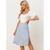 INSPIRE CHIC Women's Floral Ruffle Elastic High Waist Button Flowy Split Skirt - 2 of 4