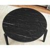 Round Coffee Table End Table Cocktail Table Sofa Table Side Table Accent Table Center Table with Imitation Marble Top, White/Black/Gray-ModernLuxe - 3 of 4