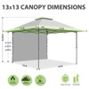 EAGLE PEAK 13'x13' Pop up Canopy Tent w/ One Wall,Portable Sun Shelter for Camping - 3 of 4