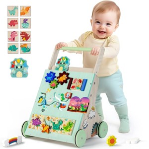 Terramus Wooden Baby Walker, Dinosaur Toddler Push Walker, Montessori Learning Activity Center for Boys Girls - 1 of 4
