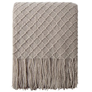 Acrylic Knitted Throw Blanket, Lightweight Soft Woven Blanket with Tassels, Decor for Couch & Bed, 51 x 67 inches - NTBAY - 1 of 4