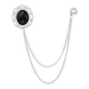 Unique Bargains Alloy Rhinestones Tassel Chain Hanging Fashion Durable Oral Brooch - 1 of 4
