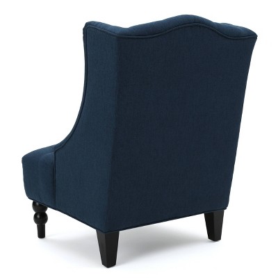 Toddman High Back Blue Tufted Accent Chair with Wood Legs