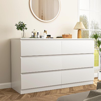 CIPACHO Modern 6 Drawer Double Dresser Spacious Storage Chest for Bedroom Closet Living Room with Ample Space to Keep Home Tidy