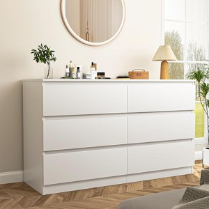 CIPACHO Modern 6 Drawer Double Dresser Spacious Storage Chest for Bedroom Closet Living Room with Ample Space to Keep Home Tidy - 1 of 4