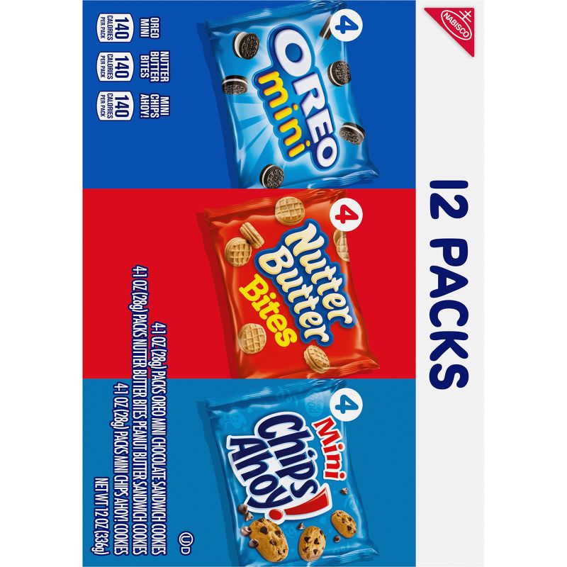 Nabisco Mini Cookies Mix With OREO Mini, Mini Chips Ahoy! &#38; Nutter Butter Bites Snack Pack Variety - 12oz/12ct, 4 of 12