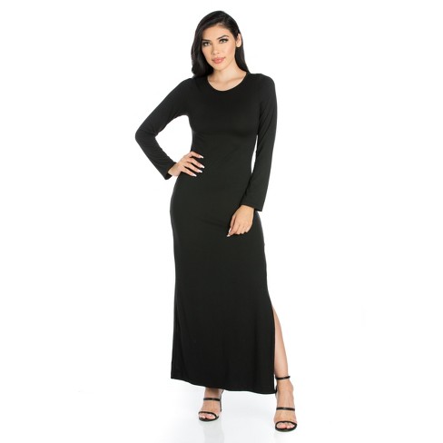 black maxi dress with sleeves