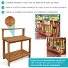 Sunnydaze Outdoor Meranti Wood with Teak Oil Finish Gardening Potting Bench with Storage Shelf - Brown - 2 of 4