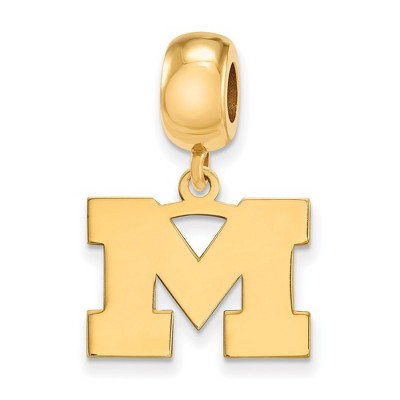 Black Bow Jewelry 14k Yellow Gold Plated Sterling Silver Michigan Wolverines NCAA Bead Charm